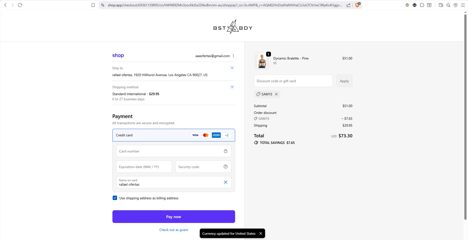 BEST BODY checkout page showing BEST BODY promo code box | Screenshot taken by SimplyCodes community member on Jan 28, 2026