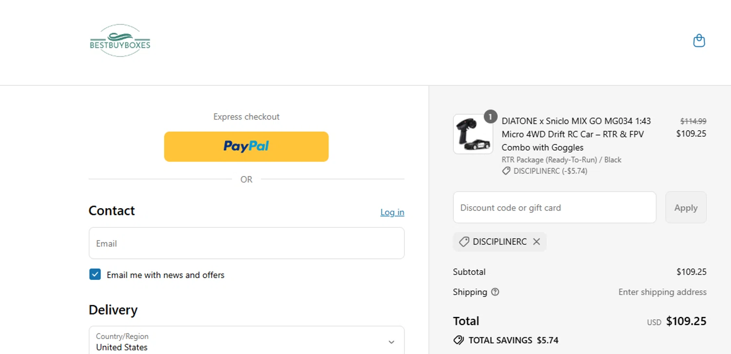 Best Buy Boxes discount code screenshot showing code DISCIPLINERC applied at Best Buy Boxes checkout page. Uploaded by SimplyCodes community member ashe1986 on Aug 12, 2025