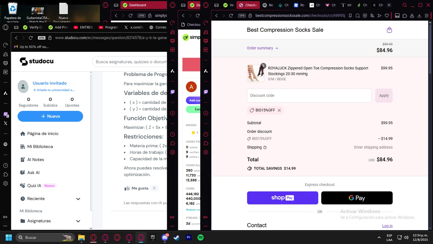 Best Compression Socks Sale discount code screenshot showing code BIS15%off applied at Best Compression Socks Sale checkout page. Uploaded by SimplyCodes community member Handivlak on Aug 12, 2025