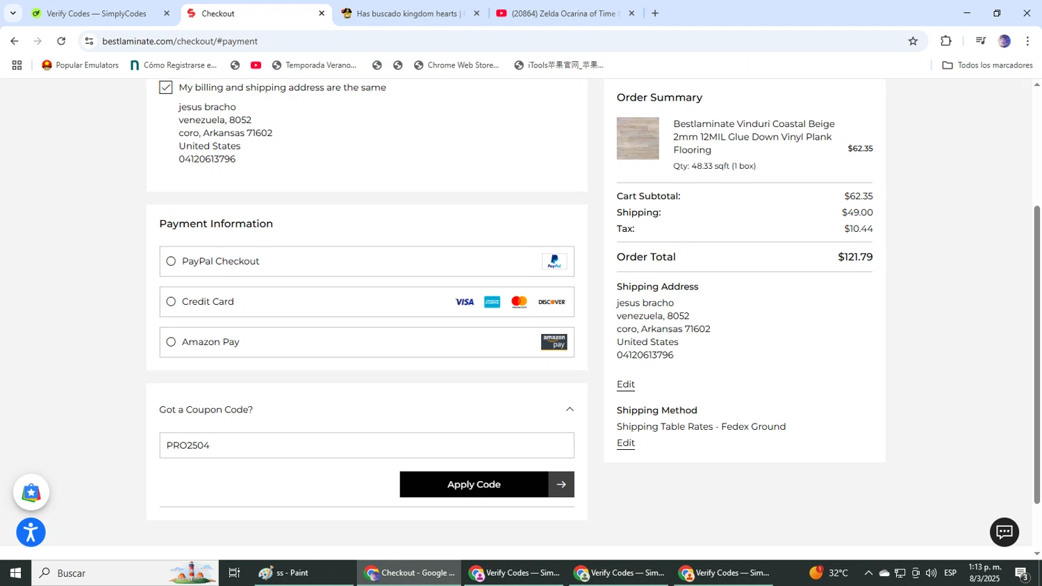 Bestlaminate checkout page showing Bestlaminate discount code box | Screenshot taken by SimplyCodes community member on Mar 8, 2025