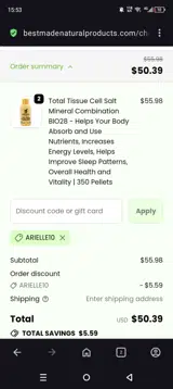BestMade Natural Products coupon verification screenshot