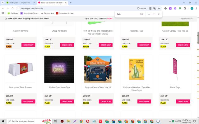 Best of Signs checkout page showing Best of Signs coupon code box | Screenshot taken by SimplyCodes community member on Sep 8, 2025