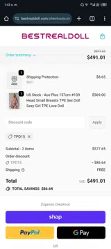 BestRealDoll coupon verification screenshot