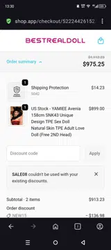 BestRealDoll coupon verification screenshot