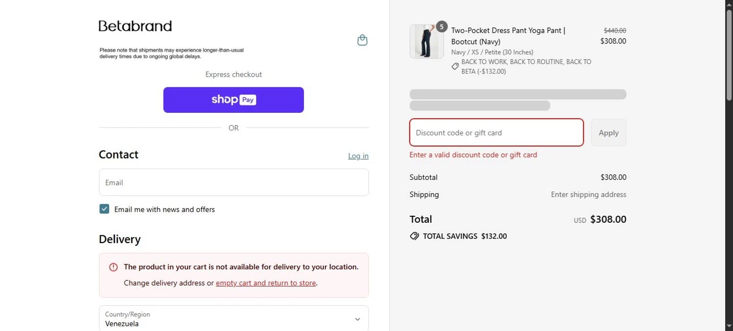 Betabrand discount code screenshot showing code NEW30ABDN applied at Betabrand checkout page. Uploaded by SimplyCodes community member YOHALYSANCHEZ on Aug 23, 2025