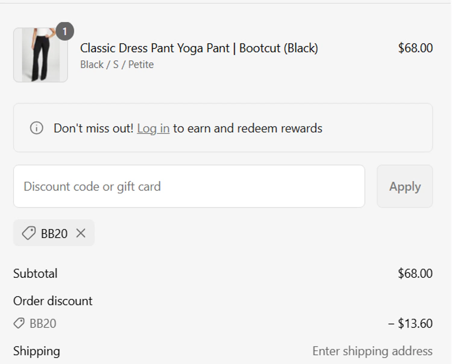 Betabrand discount code screenshot showing code Bb20 applied at Betabrand checkout page. Uploaded by SimplyCodes community member Alemania on Mar 18, 2025