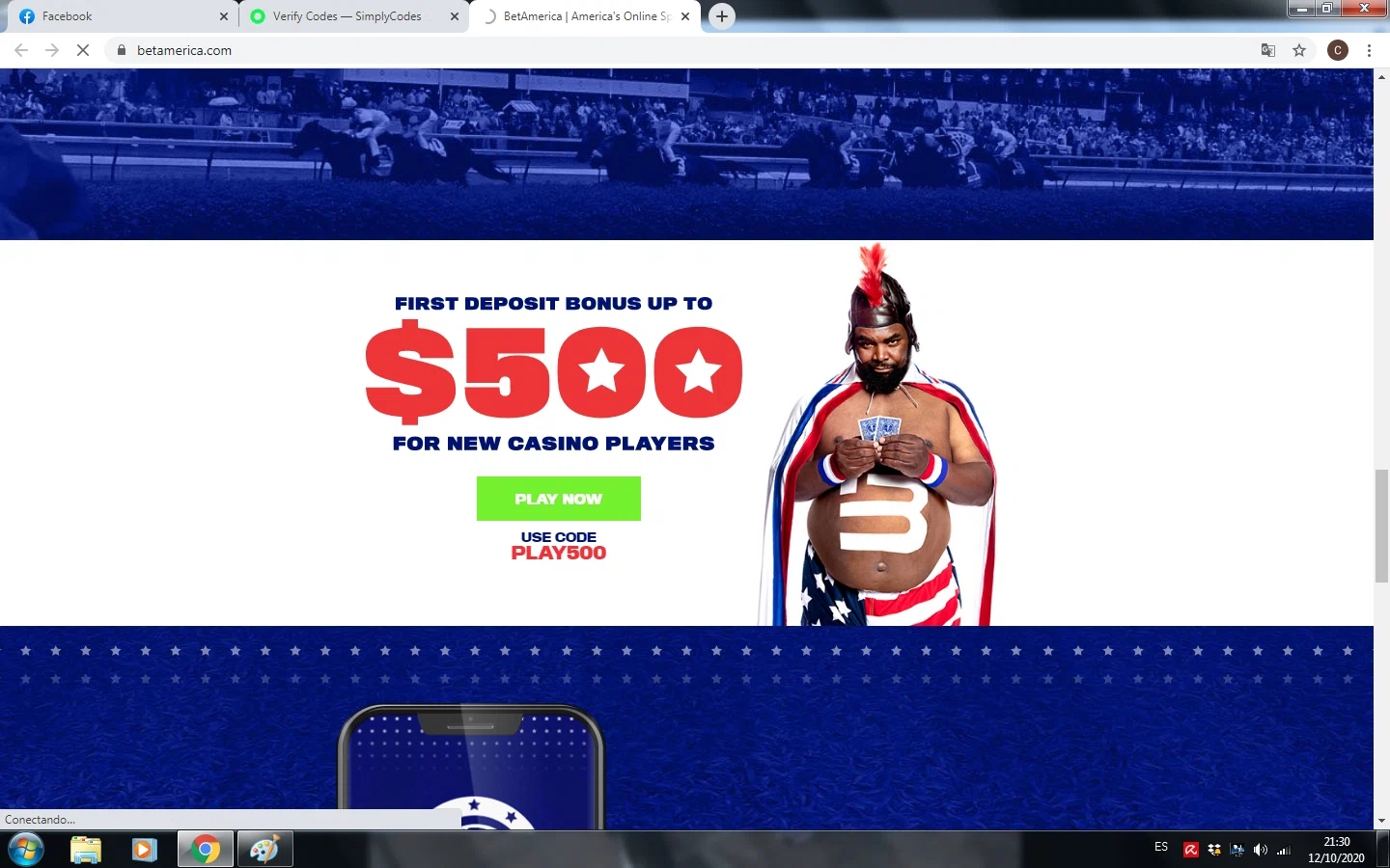BetAmerica checkout page showing BetAmerica promo code box | Screenshot taken by SimplyCodes community member on Oct 12, 2020