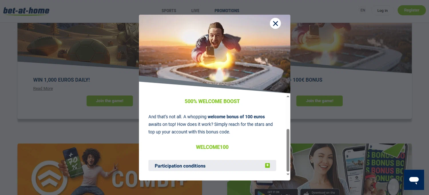 Bet at Home promo code screenshot showing code WELCOME100 applied at Bet at Home checkout page. Uploaded by SimplyCodes community member bettercallkim on Dec 21, 2025