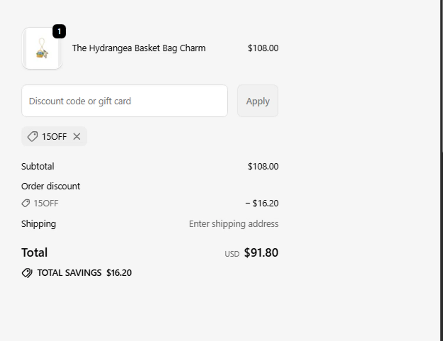 Beth Ladd Collections promo code screenshot showing code 15OFF applied at Beth Ladd Collections checkout page. Uploaded by SimplyCodes community member fjkdjkldsf on Sep 20, 2025