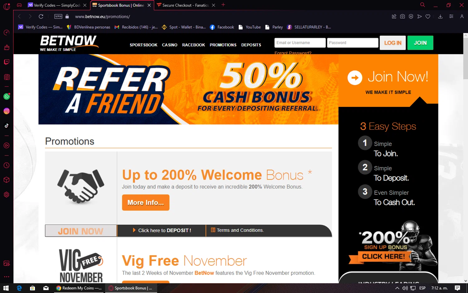 BetNow checkout page showing BetNow promo code box | Screenshot taken by SimplyCodes community member on Nov 27, 2023