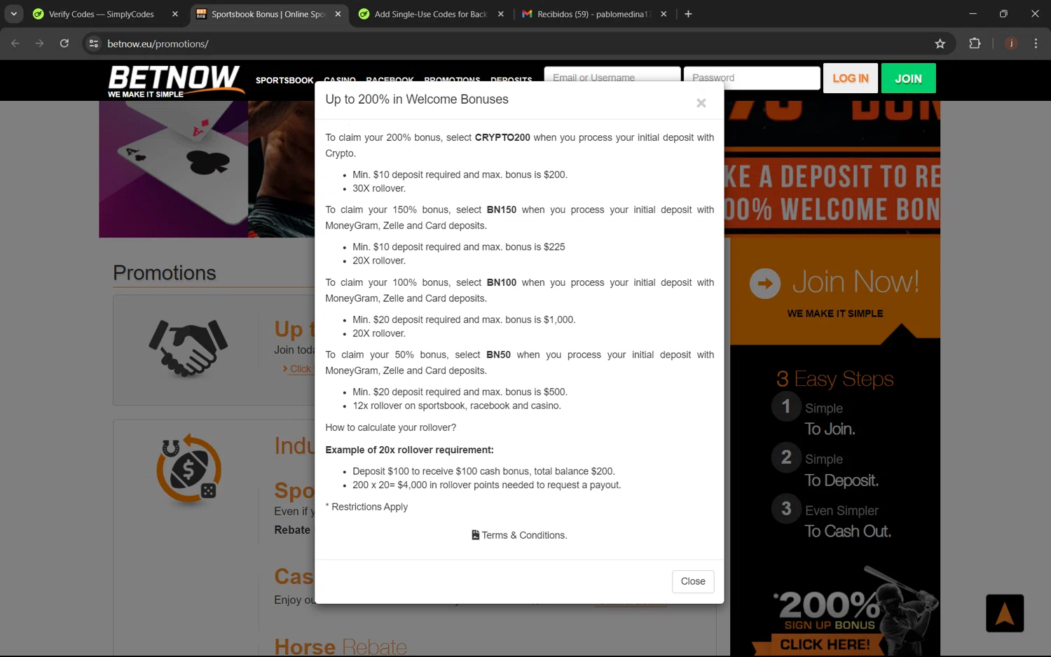 BetNow checkout page showing BetNow promo code box | Screenshot taken by SimplyCodes community member on Jul 10, 2024