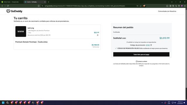 BETR checkout page showing BETR promo code box | Screenshot taken by SimplyCodes community member on Apr 12, 2025