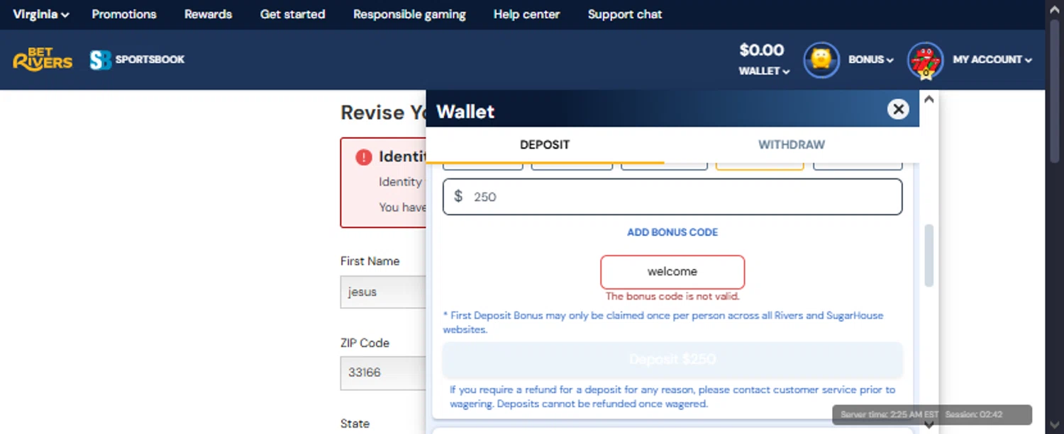 BetRivers promo code screenshot showing code welcome applied at BetRivers checkout page. Uploaded by SimplyCodes community member TraxoGamer on Jan 16, 2026