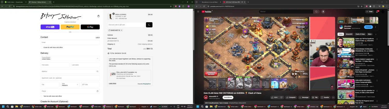 Betsey Johnson coupon code screenshot showing code BABEW4BT18 applied at Betsey Johnson checkout page. Uploaded by SimplyCodes community member RoyalSentinel4577 on Jun 16, 2025