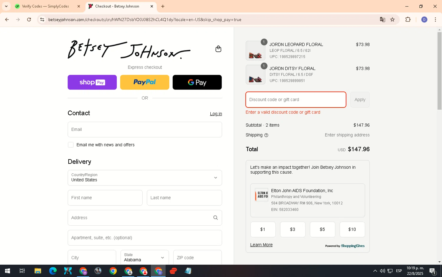 Betsey Johnson coupon code screenshot showing code extra30 applied at Betsey Johnson checkout page. Uploaded by SimplyCodes community member PennyCurator6489 on Aug 23, 2025