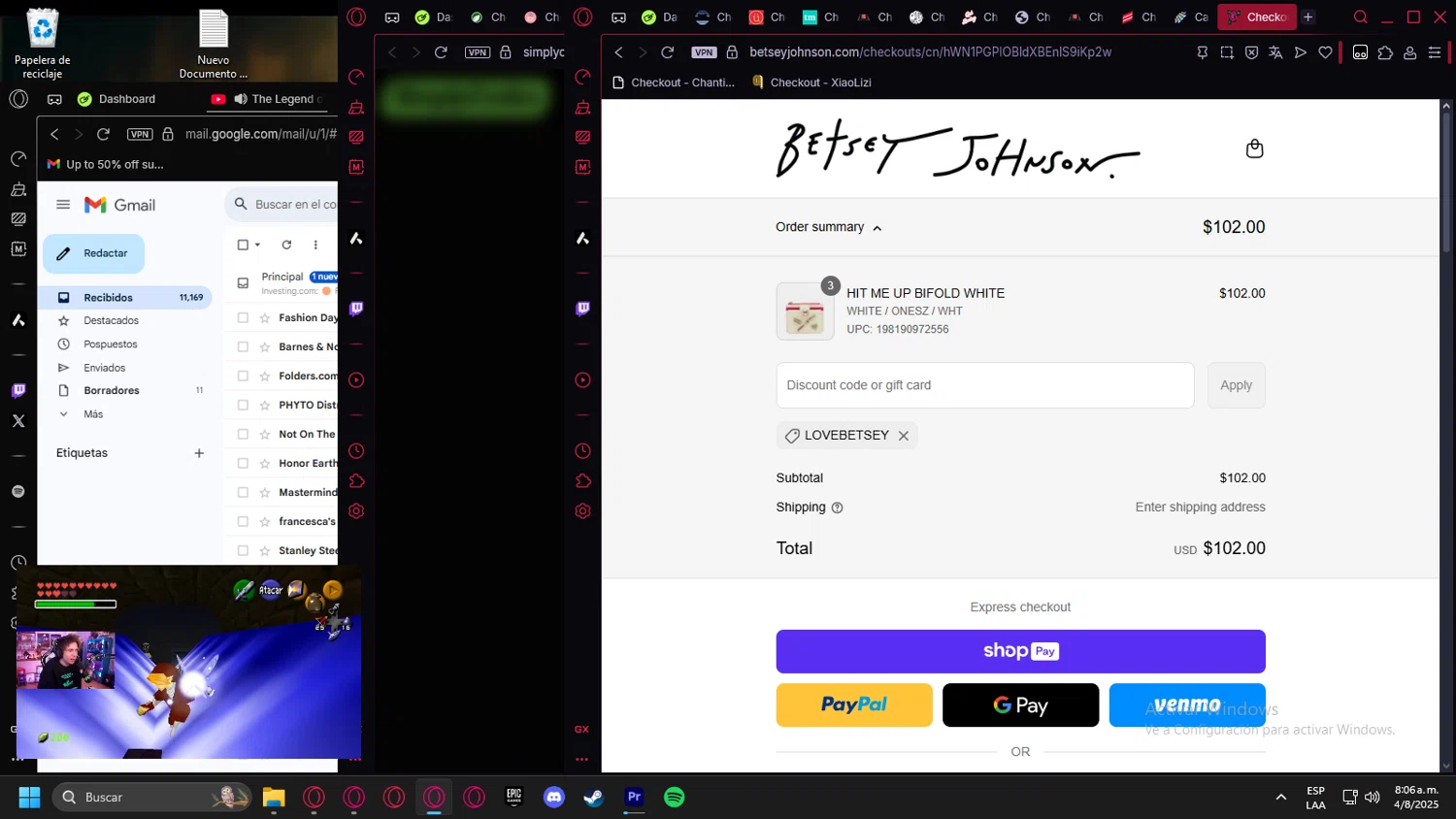 Betsey Johnson coupon code screenshot showing code LOVEBETSEY applied at Betsey Johnson checkout page. Uploaded by SimplyCodes community member leonardocamacho2 on Aug 4, 2025