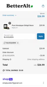 BLOGQUEEN coupon verification screenshot