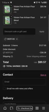 MGFC30 coupon verification screenshot