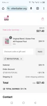 Beyoutofuel coupon verification screenshot