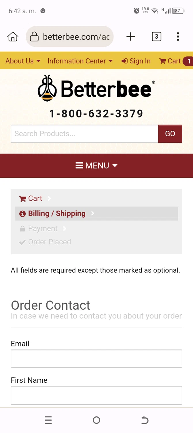 Betterbee checkout page showing Betterbee coupon code box | Screenshot taken by SimplyCodes community member on Aug 23, 2024