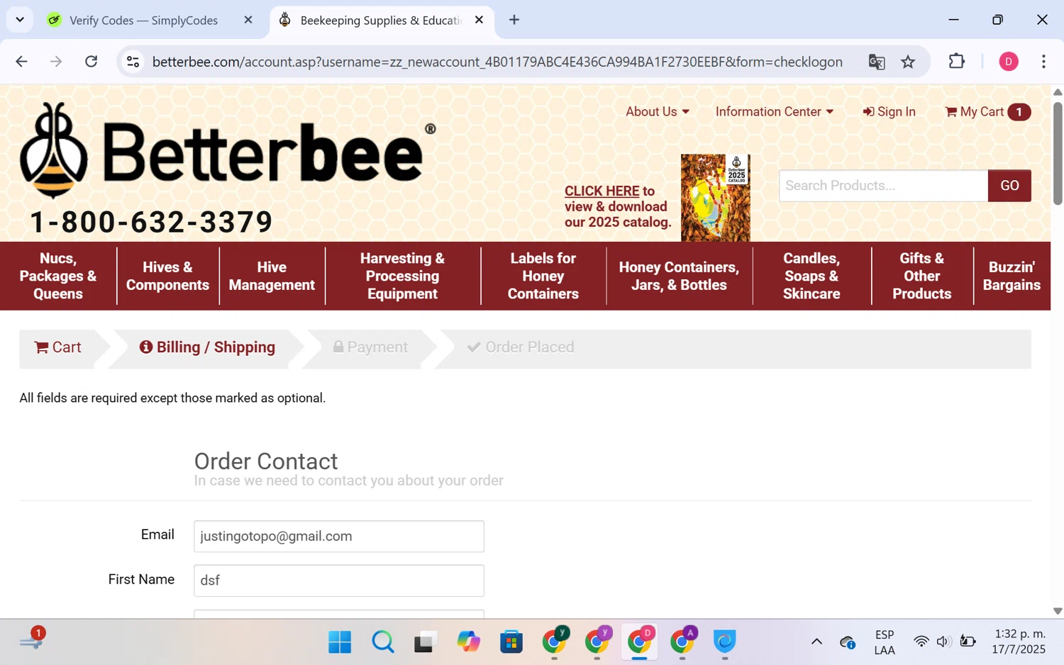 Betterbee coupon code screenshot showing code WAX20 applied at Betterbee checkout page. Uploaded by SimplyCodes community member LuckyHero4650 on Jul 17, 2025