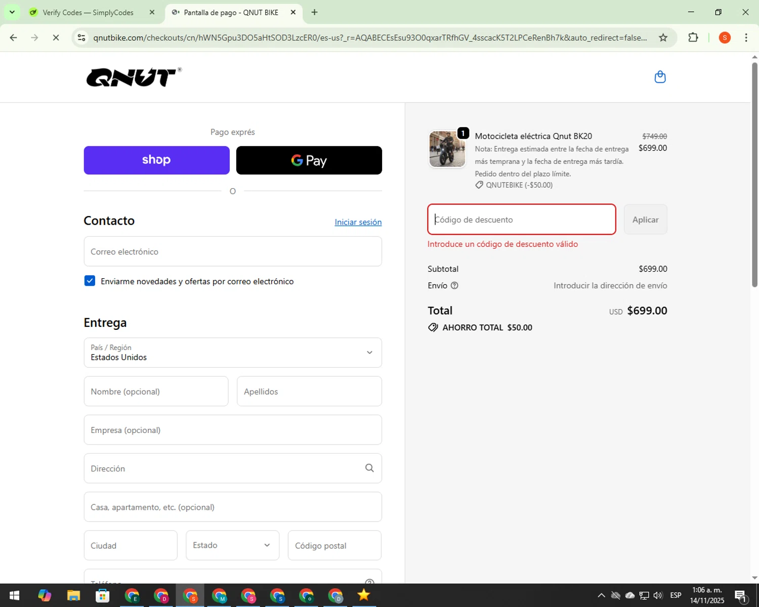Better Brand promo code screenshot showing code Elizabeth15 applied at Better Brand checkout page. Uploaded by SimplyCodes community member 00000056 on Nov 14, 2025