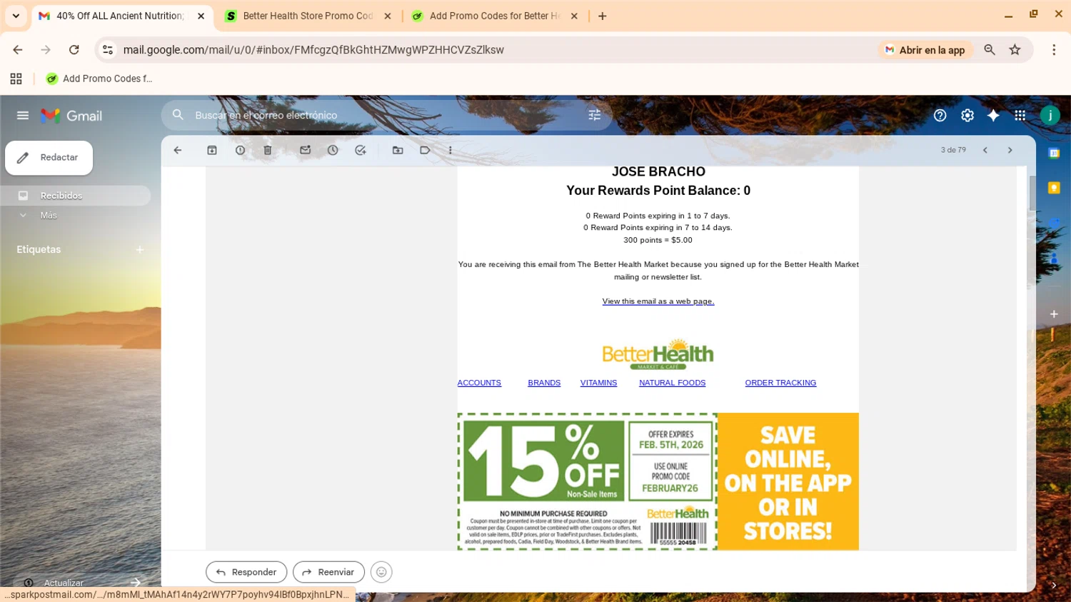 Better Health Store promo code screenshot showing code february26 applied at Better Health Store checkout page. Uploaded by SimplyCodes community member yennifergonzalez on Feb 3, 2026