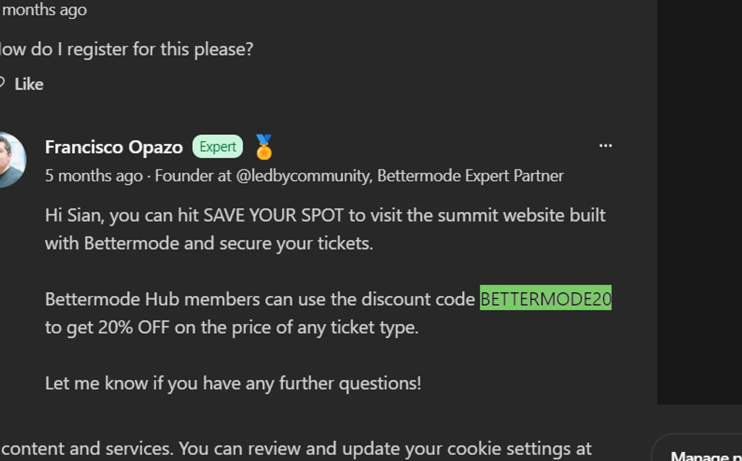 Bettermode checkout page showing Bettermode promo code box | Screenshot taken by SimplyCodes community member on Oct 21, 2024