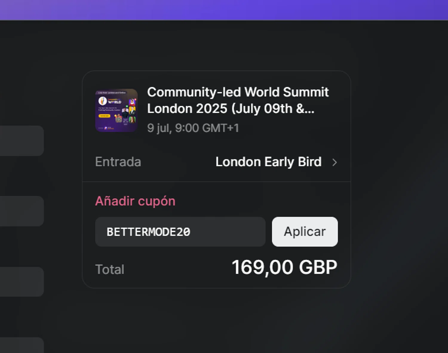 Bettermode checkout page showing Bettermode promo code box | Screenshot taken by SimplyCodes community member on Jul 25, 2024