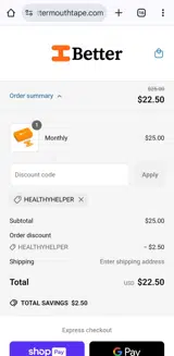 HEALTHYHELPER coupon verification screenshot