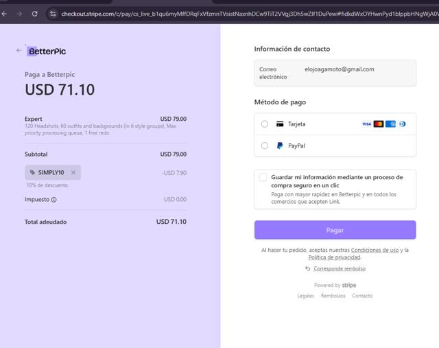 BetterPic checkout page showing BetterPic promo code box | Screenshot taken by SimplyCodes community member on Jun 3, 2025