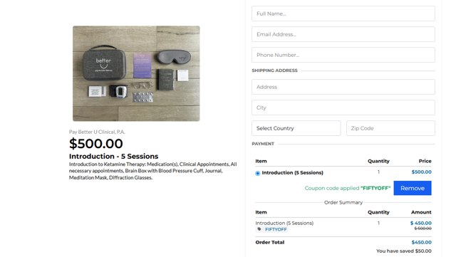 Better U checkout page showing Better U promo code box | Screenshot taken by SimplyCodes community member on Aug 29, 2025