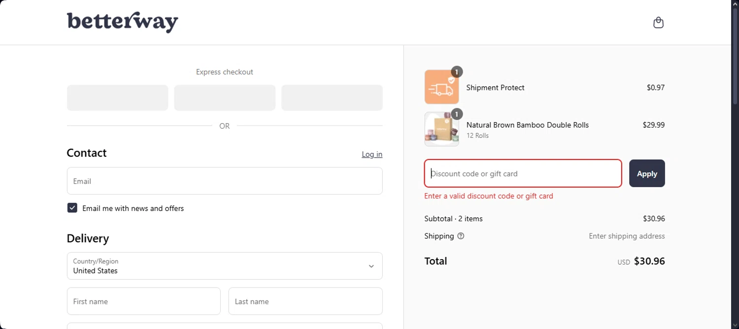 Betterway promo code screenshot showing code EASTER applied at Betterway checkout page. Uploaded by SimplyCodes community member Santi_ago on Apr 19, 2025