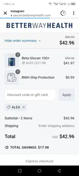 Alex coupon verification screenshot