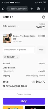 Bounce1 coupon verification screenshot