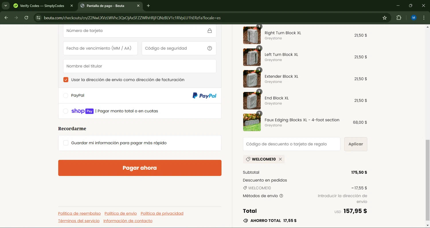 Beuta checkout page showing Beuta discount code box | Screenshot taken by SimplyCodes community member on Apr 21, 2024