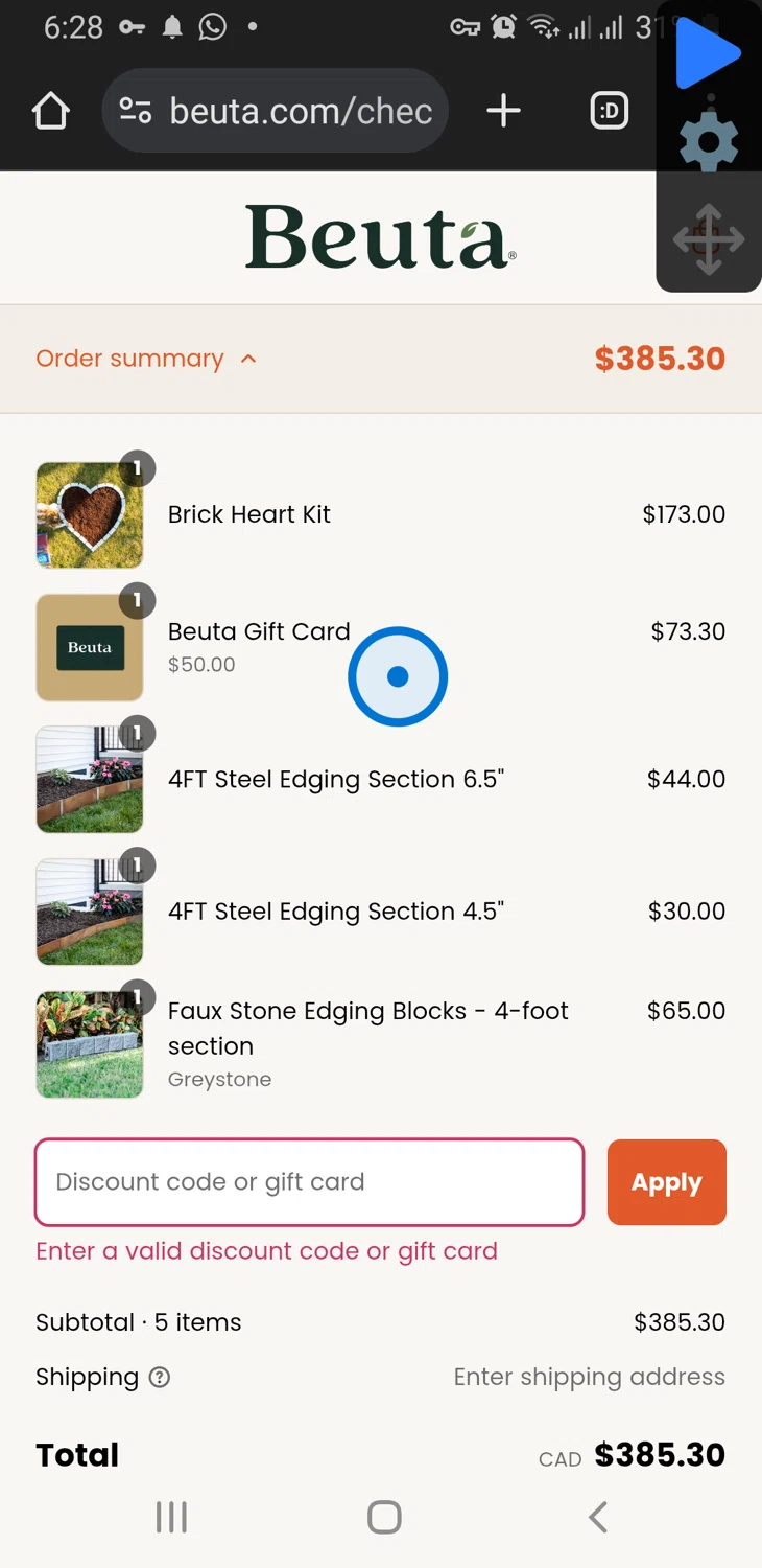 Beuta discount code screenshot showing code BEUTA15 applied at Beuta checkout page. Uploaded by SimplyCodes community member TreasureLynx6841 on Mar 9, 2025