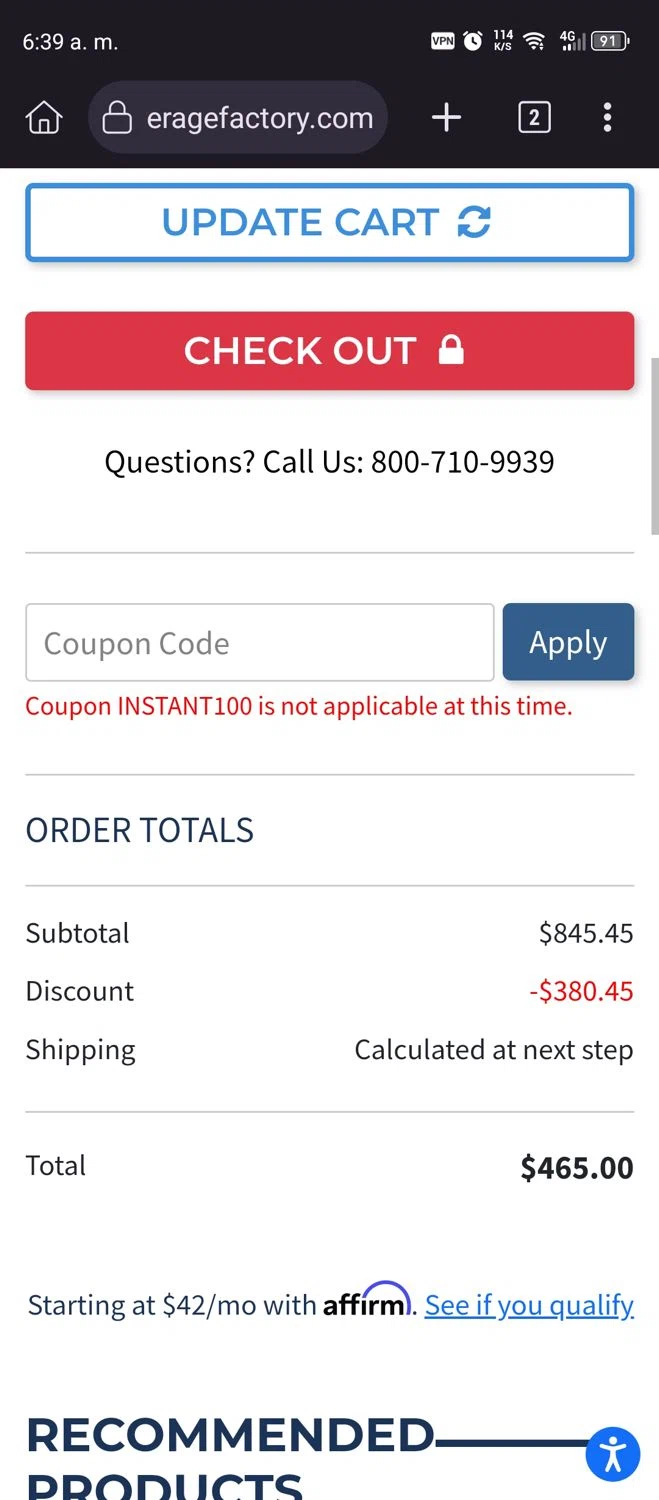 Beverage Factory coupon code screenshot showing code INSTANT100 applied at Beverage Factory checkout page. Uploaded by SimplyCodes community member GumballWatterson on Jan 16, 2025