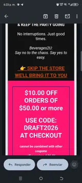 Beverages2U coupon verification screenshot