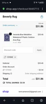 10YEKE coupon verification screenshot
