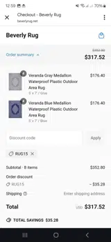 Rug15 coupon verification screenshot