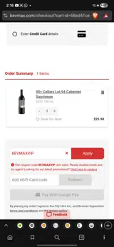 BEVMAXVIP coupon verification screenshot