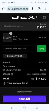 Briannatucker coupon verification screenshot