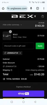 Jennikait20 coupon verification screenshot