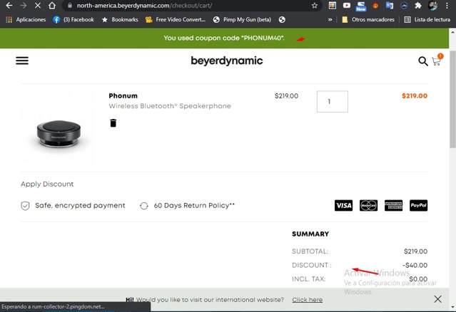 Beyerdynamic checkout page showing Beyerdynamic discount code box | Screenshot taken by SimplyCodes community member on Jul 10, 2021