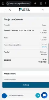beyondpeptidess coupon verification screenshot
