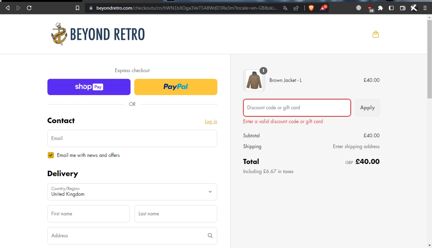 Beyond Retro promo code screenshot showing code READINGFAYS applied at Beyond Retro checkout page. Uploaded by SimplyCodes community member l2994552451687 on Aug 9, 2025