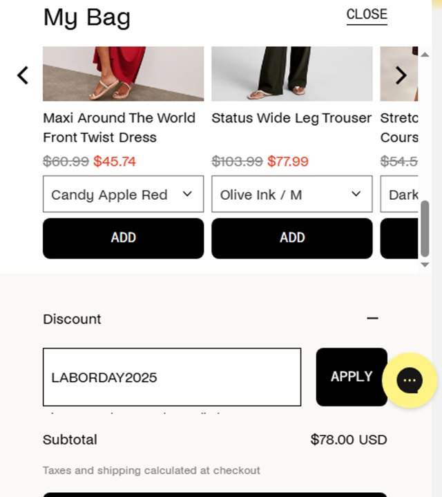Beyond Yoga checkout page showing Beyond Yoga discount code box | Screenshot taken by SimplyCodes community member on Aug 27, 2025
