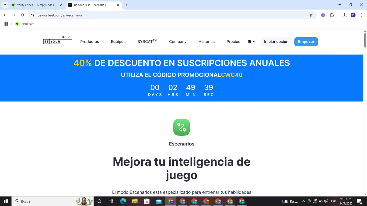 Be Your Best promo code screenshot showing code BYBFIRST20 applied at Be Your Best checkout page. Uploaded by SimplyCodes community member CashCaptain2333 on Jul 14, 2025