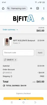 SAVE15 coupon verification screenshot